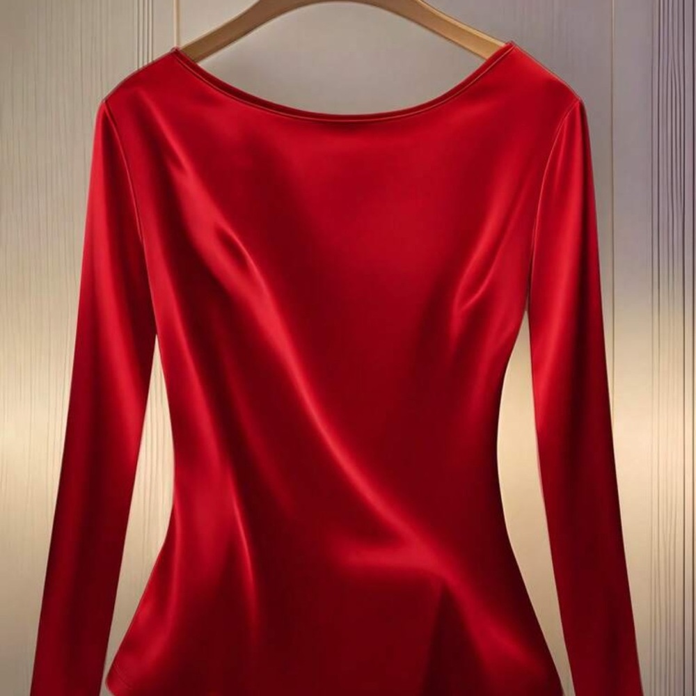 Elegant Red Satin shirt - Picture 3 of 3